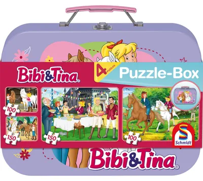 Image de Boîte de puzzles Bibi & Tina dans un coffret métallique (2 x 100 pièces, 2 x 150 pièces)