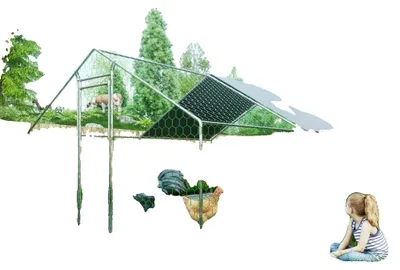 Produktbild von Tierstall, langlebiger Stahlrahmen, einfach zu installieren, 3x4x2M