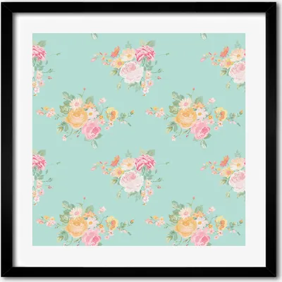 Produktbild von Bild - 50 cm x 50 cm - MDF - Rahmen, Wandkunst - Blumenmuster
