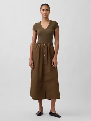 Produktbild von GAP Maxikleid Größe L, figurbetont, V-Ausschnitt, Kurzarm, weiches Modal-Oberteil