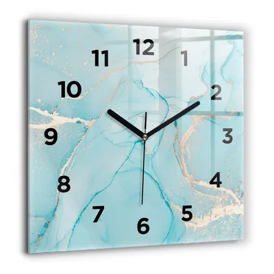 Produktbild von Wallfluent Große Wanduhr – Stilles Quarzuhrwerk - Uhr Dekoration Wohnzimmer Schlafzimmer Küche - Zifferblatt - schwarze Zeiger - 60 cm - Dekorativer Marmor