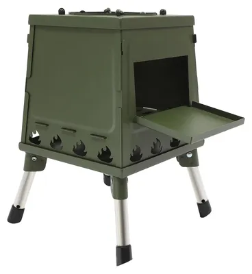 Image de Réchaud de tente portable - Cuisson en camping / Chauffage de tente - Acier inoxydable - Pliable - Résistant au vent - Pieds antidérapants - 27 x 26 x 11 cm