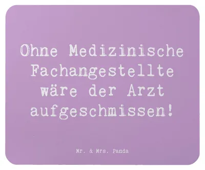 Produktbild von Mr. & Mrs. Panda Mouse Pad Spruch Medizinische Fachangestellte - Lavendeltraum - Geschenk, Mauspad, Hygiene, Beruf, kreative Geschenke, pc, Berufsleben, Terminplanung