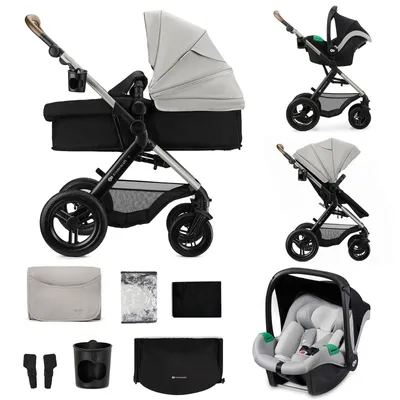 Produktbild von Kinderkraft MOOV 2 XL 3in1 Kombikinderwagen – Buggy, Babywanne & MINK PRO i-Size Autositz, Luftreifen, Zubehör, Grau