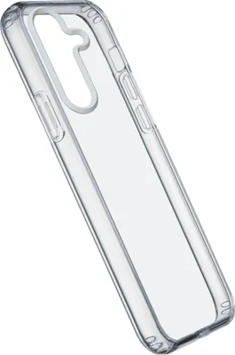 A clear phone case is shown against a white background.