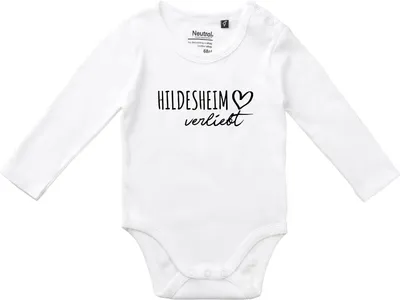 Produktbild von Huuraa Baby Body Hildesheim verliebt 80 White  Baumwolle Fairtrade Langarmbody Geschenkidee