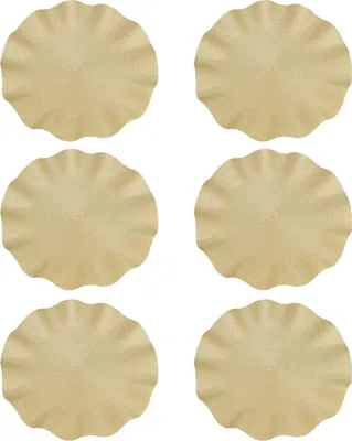 Produktbild von 6-teiliges rundes Tischset-Set mit Webdesign, waschbar, rutschfest, gewellter Rand, hitzebeständige Tischmatte