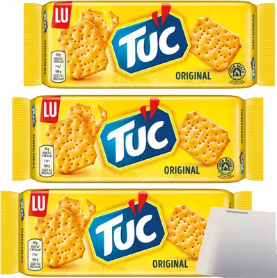 Produktbild von TUC Cracker Original Salzgebäck 3er Pack (3x100g Packung) + usy Block