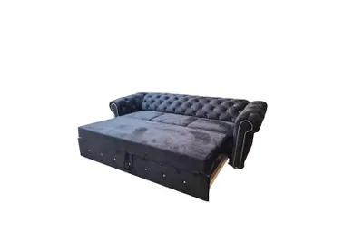 Produktbild von FURMEB 24 Sofa SWAROWSKI mit Schlaffunktion, 237x95 cm, Steppung, Diamantmuster, ROTWEIN