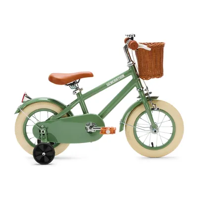 Produktbild von Generation Retro 12 Zoll Grün – Kinderfahrrad mit Korb