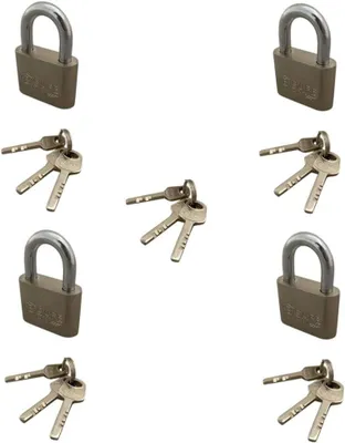 Produktbild von 4er Set 50mm Massives Vorhängeschloss mit Gleichschließung und 15 Schlüsseln
