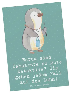 Produktbild von Mr. & Mrs. Panda Postkarte Zahnarzt Detektiv - Meeresbrise - Geschenk, Zahnpraxis, Ansichtskarten, Beruf, Postkarten, Humor, Grußkarte, einzelkarte, Ansichtskarte, Berufe