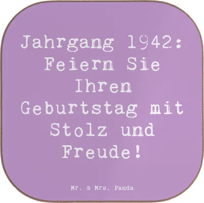 Produktbild von Mr. & Mrs. Panda Tischuntersetzer Spruch 1942 Geburtstag - Lavendeltraum - Geschenk, Untersetzer für Gläser, Coaster, Jahrgang, unvergessliche Momente, Tassenuntersetzer