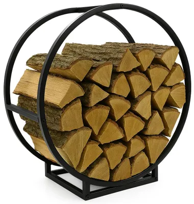 Produktbild von Kaminholzständer Ø52 cm rund – Holzkorb Kaminholzregal Metall schwarz – Holzhalter Stapelhilfe Kaminofen – stabil, dekorativ, einfache Montage