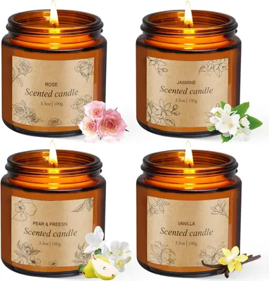 Image de Bougies parfumées en verre, coffret de 4 bougies parfumées pour femmes