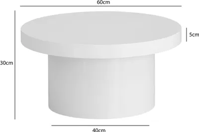 Immagine prodotto di WOHNLING Tavolino da salotto 60x60x30 cm Bianco Tavolino da divano lucido Tavolino da salotto moderno Tavolino rotondo Tavolino da salotto a forma di fungo Tavolino da caffè Tavolino da appoggio piccolo