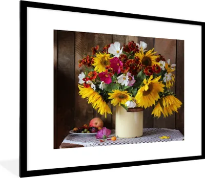 Produktbild von MuchoWow® MuchoWow® Gerahmtes Poster Blumen - Farben - Stilleben 80x60 cm - Poster mit zchwarzem Bilderrahmen - Schlafzimmer-Dekorationen - Fotoposter