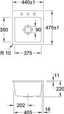 Produktbild von Villeroy & Boch 67810FKR SP Subway 45 XS flat 440x475mm