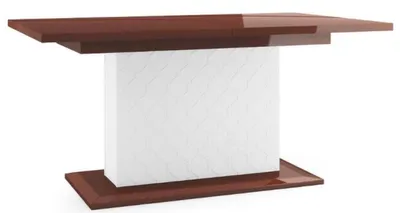 Produktbild von Casa Padrino Luxus Esstisch Hochglanz Braun / Weiß 160-210 x 90 x H. 77 cm - Moderner Ausziehbarer Küchentisch