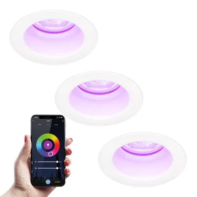 Zdjęcie produktu dla hoftronicsmart LED Reflektor do zabudowy 5,5 W 345 lumenów RGBWW GU10 Biały Zestaw 3 sztuki