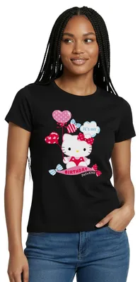 Produktbild von Spreadshirt Hello Kitty Mit Ballons Mein Geburtstag Frauen T-Shirt, M, Schwarz