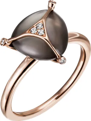 Produktbild von JOBO Damen Ring 54mm 585 Gold Rotgold 1 Monstein grau 6 Diamanten Brillanten Mondsteinring