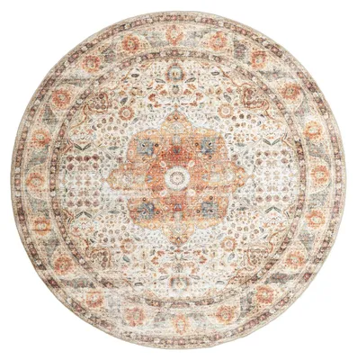 Image de Volero - Tapis Rond Intérieur/Extérieur - Kairo Médaillon Crème/Multicolore - Ø 120cm