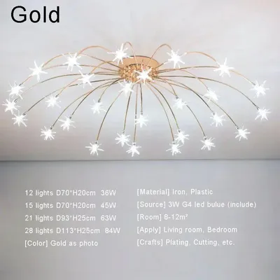 Produktbild von LED-Kronleuchter, modernes Design, vielseitige Beleuchtungseinrichtung, warmweiß, Gold, 12 Lichter