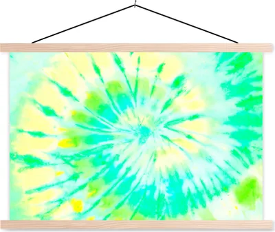 Produktbild von MuchoWow® Textilposter Krawattenfärbung - Gelb - Grün 60x40 cm mit holzfarbenen Rahmen - Bilder