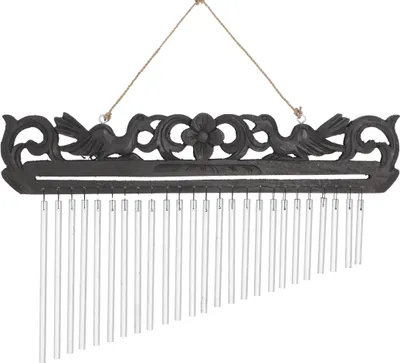 Produktbild von Aluminium Klangspiel, Windspiel mit Schnitzerei - Variante 7, Silber-Farben, 29*50*2 cm, Windspiele & Klangspiele