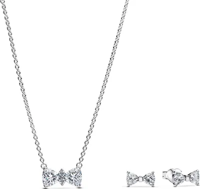 Pandora 68615 Damen-Geschenkset Kette und Ohrstecker Silber Funkelnde Schleife 1