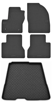 Produktbild von Gummimatten + Kofferraumwanne für Ford Tourneo Connect II 2013-2017 (Minivan/Kombi, 5-Sitzer) – Schwarz, passgenau – Wielganizator