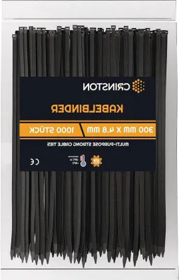 Zdjęcie produktu dla Famanu, opaski kablowe, 300 mm, czarne, 1000 sztuk