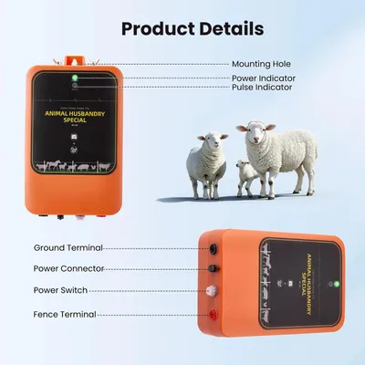Immagine prodotto di Dispositivo per recinzioni elettriche a energia solare - Energizzatore per recinzione elettrica, portata fino a 10 km - energia regolabile a 1,2 J - 12 V DC - grado di protezione IP65 (resistente all'acqua) - colore bianco