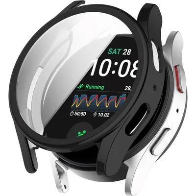 Produktbild von Schutzhülle für Samsung Galaxy Watch 7 44mm Schutzglas Display Panzerfolie Case Tasche Schwarz
