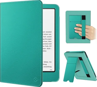 Produktbild von Fintie Hülle für 7" Kindle Paperwhite(12. Generation) - 2024 und Kindle Colorsoft Signature Edition (1. Generation), Kickstand Schutzhülle mit Handschlaufe und Auto Sleep/Wake Funktion, Jadegrün
