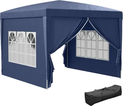 Immagine prodotto di Gazebo da giardino – Tenda per feste – Gazebo – Pieghevole – 3x3 metri – Con finestre – Blu