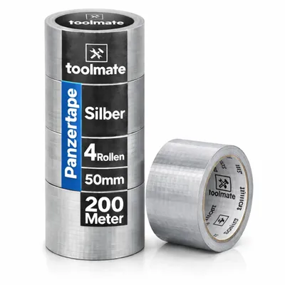 Produktbild von 4x Panzertape Klebeband Reparaturband – Gewebeklebeband 50 m x 50 mm – ultrastark & witterungsbeständig – Duct Tape silber