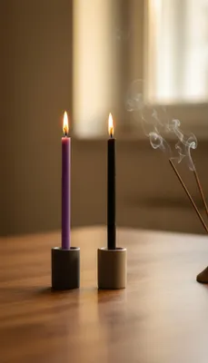 Obrázok produktu pre Sada meditačných sviečok - 20 ručne vyrobených sviečok z včelieho vosku (čierna a fialová), 16 cm, 30 min. horenia