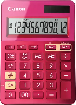 Produktbild von Canon LS-123k, Desktop, Einfacher Taschenrechner, 12 Ziffern, Display klappbar, Akku, Pink
