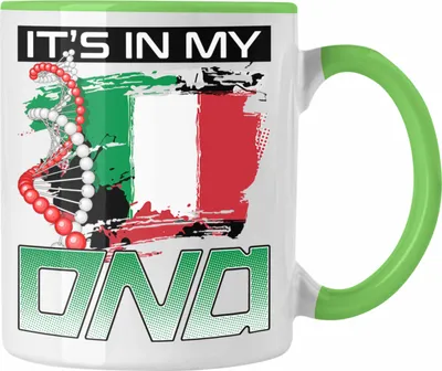 Produktbild von Trendation - Italien Tasse Geschenk für Italiener Geschenkidee Spruch Its In My DNA (Grün)