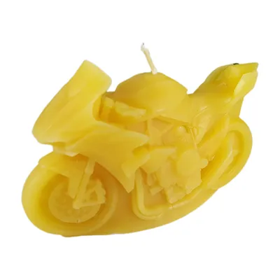 Produktbild von Bienenwachskerze Motorrad 7,5 cm – handgegossen in Deutschland Motorblock und Speichenräder