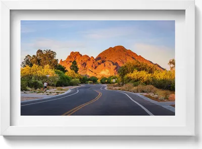 Produktbild von Blick auf den Camelback-Berg– Wandbild mit Rahmen – Gerahmtes Bild  – Wanddekoration – 30x20 cm –  Weiß Rahmen
