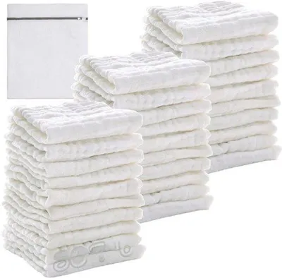 Produktbild von Neugeborenenwaschschwämme-Paket - Verkaufspackung mit 30 Stücken (10 x 10 Zoll) - Ein idealer Geschenkidee für Babypartys, Geschenke für Neugeborene, Baby-Tücher, Windeln und Reinigungsschwämme für die erste Lebenszeit