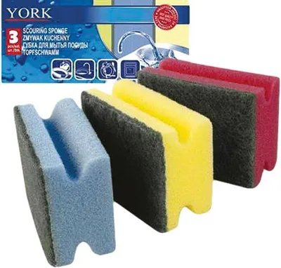 Immagine prodotto di Spugna York 031010, per stoviglie, ergonomica, 9x7x4,3 cm, conf. 3 pz