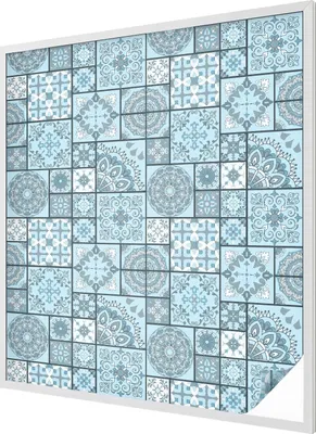Zdjęcie produktu dla Folia witrażowa - 116x100 cm - wzór witrażowy - nieprzezroczysta dekoracyjna folia do ochrony prywatności - samoprzylepna, ochrona UV - niebieskie płytki