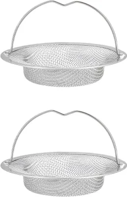 Immagine prodotto di Due filtri per lo scarico della cucina, 11 cm, filtro per lo scarico in acciaio inossidabile, filtro per lo scarico della cucina, filtro per lo scarico del lavello con manico, filtro per lo scarico della vasca da bagno e della cucina
