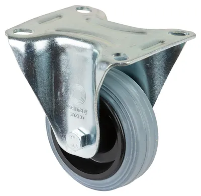 Produktbild von BS Rollen BS Transportrolle L410, Bockrolle, Rad-Ø 80 mm, Tragkr. 50 kg, Rollenlager, Lauffl. Gummi grau, Radk. Kunststoff