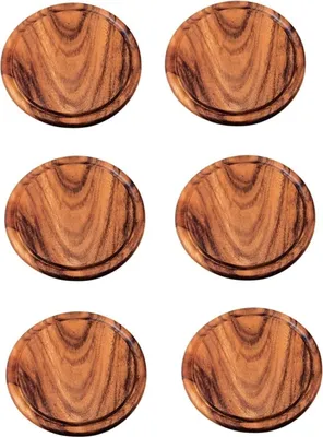 Produktbild von KESPER - 6er Pack Fleischteller mit Saftrille - Frühstücksbrettchen Essbrett - Akazienholz - rund 25 cm ø