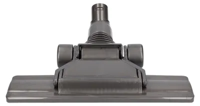 A close-up, front-facing view of a vacuum cleaner floor nozzle.